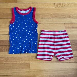 Hanna Andersson Red Blue Stars Patriotic July Summer Cotton Tank Pajamas 120 6-7